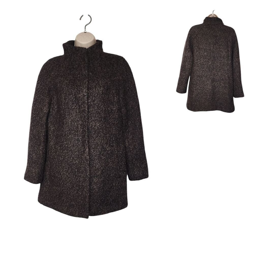 Ann Klein Tweed Wool Blend Mid Length Coat Jacket Size M Black/Red